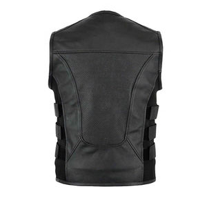 Chaleco utilitario personalizado de alta calidad para hombre, ropa de calle, chalecos tácticos de cuero con múltiples bolsillos para motocicleta, venta al por mayor, corto - Product Image 2
