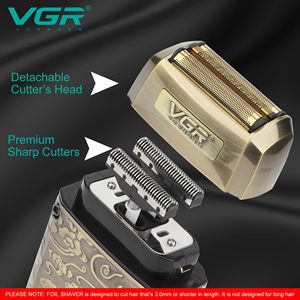 Rasoir électrique sans fil 3-en-1 pour homme, rechargeable, avec grille de rasage et lame de coupe pour le visage, la barbe, le cou, la tête chauve et la peau - Product Image 6