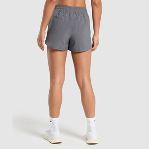 Gran oferta de pantalones cortos de Yoga informales para correr para mujer, cintura alta, ajuste holgado, patrón sólido transpirable, hecho de Spandex/nailon falso de dos piezas - Product Image 2