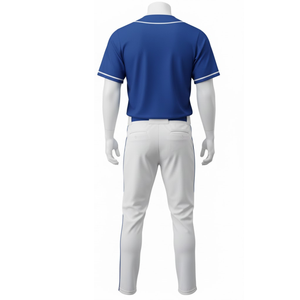 Ensemble de Tenue de Cricket Sublimée pour Hommes à Forte Demande |   Maillot bleu roi avec motif ondulé jaune, blanc et turquoise et pantalon blanc - Product Image 3