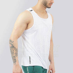 <b>Men's</b> <b>White</b> Sleeveless <b>Tank</b> <b>Top</b> O-Neck Solid Color Breathable Knitted Casual Wear - Product Image 6