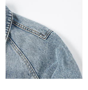 Nouvelle arrivée veste en jean délavé personnalisée grande taille avec poches matelassées décorations XL Veste en jean remplie de coton pour hommes - Product Image 6