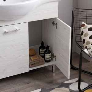 Meuble de salle de bain sur pied de 105 cm avec 3 portes en chêne blanc et lavabo Ravenna - Catégorie de produit : Lavabos - Product Image 4