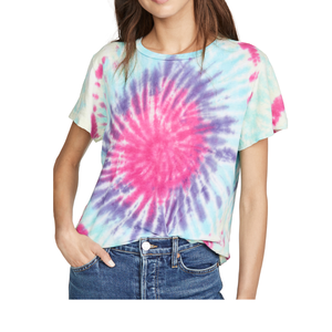 Camiseta 100% de algodón de alta calidad con teñido anudado para mujer, estilo corto informal de talla grande de gran tamaño con estampado de logotipo, precio al por mayor - Product Image 5