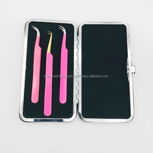 Professional <b>Eyelash</b> <b>Tweezers</b> for Lash Extensions Stainless Steel Curved Fiber Tip Precision Anti-Static 12-14cm - Product Image 3