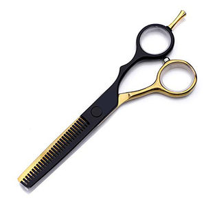 Tijeras de corte y adelgazamiento de pelo de acero inoxidable con maquinillas de afeitar de peluquero y peine con estuche de cuero pu - Product Image 4