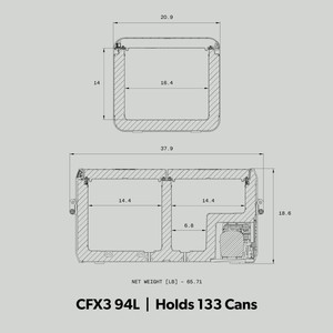 100% Authentique Dometiic CFX3 95DZ Double Zone Alimenté 12 Volt Refroidisseur, 94L - Product Image 4