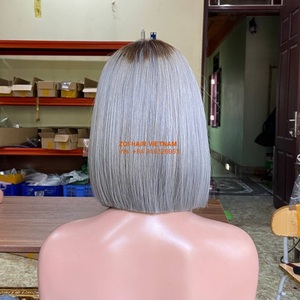 Vente en gros perruque Bob produits capillaires cheveux naturels vietnamiens perruques de cheveux humains lisses avec devant en dentelle perruques sans colle Swiss HD avec devant en dentelle - Product Image 4