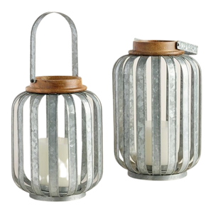 Portavelas de hierro galvanizado hecho a mano de alta calidad, juego de Faroles, 2 tubos de vidrio, votivo, a prueba de viento, decoración del hogar, Material de acero - Product Image 1