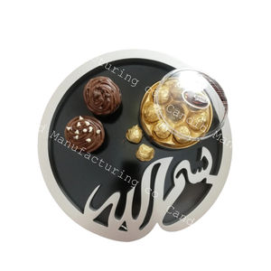 Plateau de service en bois artisanal de haute qualité le plus vendu Plateau décoratif élégant pour le Ramadan et l'Aïd Plateau alimentaire - Product Image 2