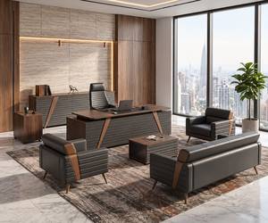 Conjunto de Escritorio Ejecutivo Ergonómico Moderno con Silla y Sofá a Juego, con Base Giratoria, Reposabrazos Ajustables y Respaldo Sólido Manual - Product Image 4