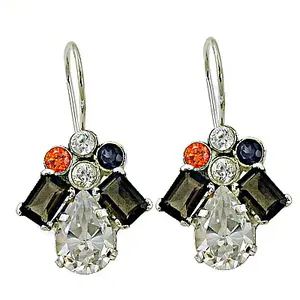 Women's Silver Gemstone Statement <b>Fashion</b> <b>Drop</b> <b>Earrings</b> Elegant Jewelry Accessory - Product Image 2