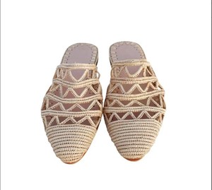 Chaussures raphia marocaines, pantoufles raphia, cadeau d'anniversaire, pantoufles rafia traditionnelles - Product Image 1