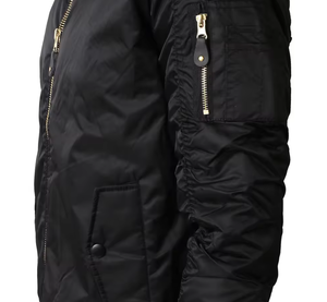 Esprit Chaqueta de Piloto Unisex de Alta Calidad Transpirable Satén Acolchado Bomber Estilo Único Impermeable Cremallera Diseño OEM-Negro - Product Image 4