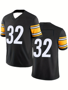 Camiseta de fútbol americano de poliéster hecha a medida, ropa deportiva impresa transpirable con mangas cortas, equipo completo, MOQ bajo personalizado - Product Image 5