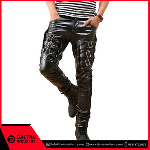 Pantalones de cuero ajustados a la moda para hombre, ropa informal, lona ligera de cuero Original de la mejor calidad para adultos - Product Image 2