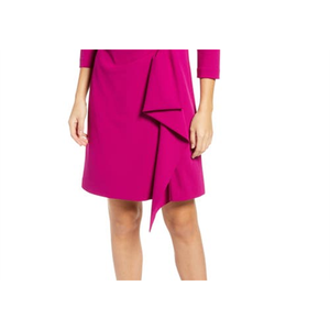 Abito da Cocktail Formale Eliza J per Signore Taglie Forti, Rosa con Volant, Ricami in Pizzo, Stile Impero, Vestito Aderente con Stampa Patchwork Estiva - Product Image 3