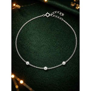 Compre Tobilleras/Payals de Plata 925 100% Auténtica para Mujeres y Niñas, Chapadas en Oro de 14K con una Bonita Piedra Principal de Diamante y Material de Primera Calidad - Product Image 2