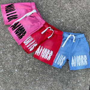 Écusson brodé personnalisé Logo Sun Fade Sweat Shorts Éponge française Jogging Vintage Broderie en détresse Short lavé à l'acide - Product Image 4