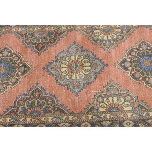Alfombra turca Vintage de 4,5x9,7 pies, diseño clásico de retazos naranja y verde, área grande, rectángulo de lana para pasillo, Alfombra de látex para habitación - Product Image 5