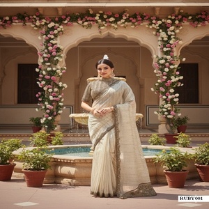 Exclusivo Georgette de seda con bordado de lentejuelas Saree mujer fabricante de moda y proveedor de Surat a la tarifa más baja - Product Image 1