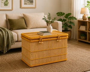 Cesto de Ropa Multiusos Moderno y Ecológico de Ratán Natural con Tapa - Product Image 3