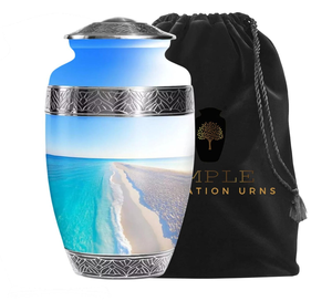 River view Metal Cremation <b>Urn</b> Premium Aluminum Memorial <b>Urn</b> with Meena Coating <b>Large</b> 220 cu in Capacity Leakproof & Engravable - Product Image 1