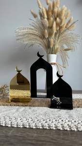 Decoración de Ramadán Mubarak al por Mayor, Letrero de Mesa de Madera MDF, Adorno de Arco de Mezquita Islámica, Placa Decorativa de Escritorio para Eid, Corte Láser - Product Image 2