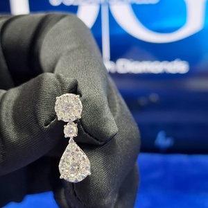 Boucles d'oreilles de mariée 2 en 1 en perles, bijoux de mariage multiformes, or blanc, perle de moissanite, diamant plaqué or, certifié IGI, fête - Product Image 4