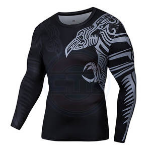 Meilleur Rash Guard à manches longues pour hommes pour BJJ MMA Jiu Jitsu Boxing Chemise de compression en ligne à vendre - Product Image 2