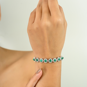 Qualité supérieure 100% naturel Malachite diamant américain rond fleur Bracelet meilleur meilleur vendeur 925 en argent Sterling bijoux fins - Product Image 2