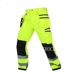 กางเกงทำงานผู้ชายแบบลำลองสะท้อนแสงสีเหลืองสะท้อนแสง มองเห็นได้ชัด กันน้ำ ระบายอากาศ หลายกระเป๋า - Product Image 5