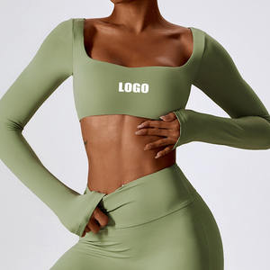 Ensemble 2 pièces Fitness Yoga soutien-gorge manches complètes et legging Workout Solid Gym High Quality Gym Plus Size Custom Sports Bra for Women - Product Image 6