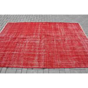 พรมวินเทจขนาดใหญ่ 5.5x8.5 ฟุต พรมปะติดสีแดงแบบตุรกี - Product Image 3