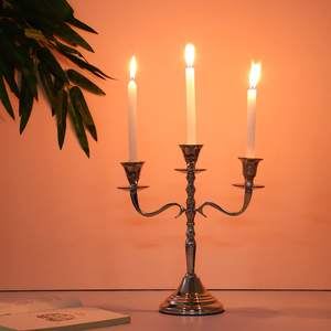 Candélabre à cinq bras en argent plaqué de haute qualité, décoré, en métal, pour la décoration de la maison, des mariages et de Noël - Product Image 4