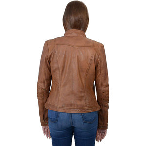 Derniers produits les plus vendus Vestes en cuir coupe ajustée pour femmes en hiver Veste en cuir pour femmes au design personnalisé - Product Image 2