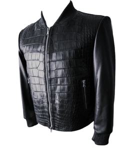 Wholesale Winter Thick Cowhide Leather with Crocodile Jacket Embossed <b>Viscos</b> Lining Zipper Closure Breathable OEM From Pakistan - Product Image 2