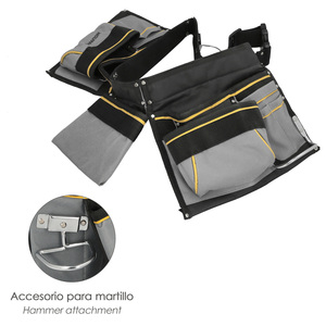 Borsa Doppia per Attrezzi da Cantiere con Cintura e Gancio per Martello - Product Image 4