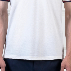 100% เสื้อโปโลผ้าฝ้ายคุณภาพสูงสำหรับผู้ชายเสื้อสีขาวผ้าย้อมสีพื้นเป็นมิตรกับสิ่งแวดล้อม - Product Image 3