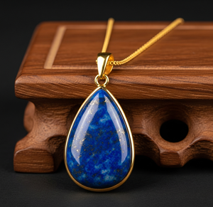 Vente chaude 925 Sterling Silver Dainty Chaîne Bohème Lapis Lazuli Drop Forme Pendentif 18K Or Guérison Cristal À La Mode - Product Image 2