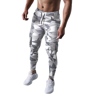Pantalones de chándal de entrenamiento de gimnasia para hombre con bolsillos pantalones de chándal antiarrugas pantalones de lona teñidos lisos - Product Image 1