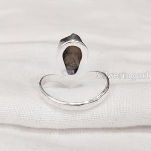 แหวนเงินแท้ 925 ประดับพลอยควอตซ์สโมคกี้ดิบธรรมชาติทรงมงกุฎ สำหรับผู้หญิง เหมาะสำหรับเป็นของขวัญวันครบรอบ - Product Image 5