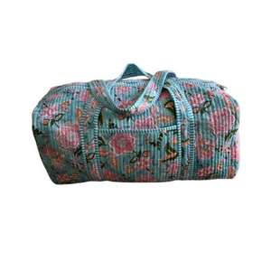 Sac de voyage de luxe léger de style bohème pour le week-end, sac à bandoulière matelassé à imprimé floral indien fait main - Product Image 5