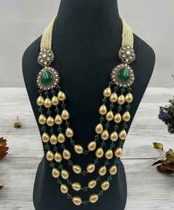 Conjunto de collar de novio de moda de estilo étnico, joyería de moda incrustada con perlas para compromiso, cuentas de aniversario, tipo de cadena - Product Image 1