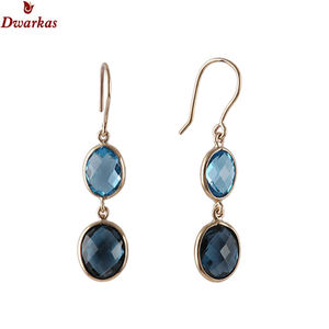 Boucles d'oreilles de haute qualité très vendues en argent sterling 925 avec pierre précieuse topaze bleue plaquées or, cadeau tendance pour femmes et filles - Product Image 4