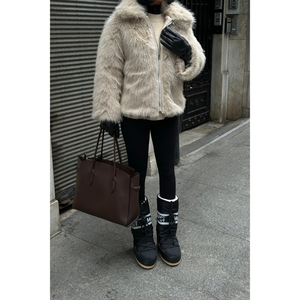 Manteau en fausse fourrure beige pour femme FUR KISA - Product Image 4