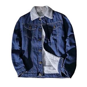 2022 High Quality Solid Blue Denim Men's <b>Coats</b> Wool Winter Washable <b>Fur</b> Jacket Mens Denim Jacket Slim <b>Fur</b> Collar Denim Jacket - Product Image 4