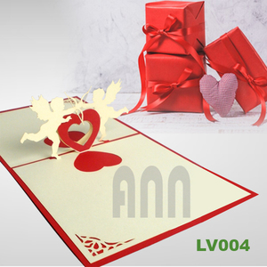 Carte de vœux 3D pop-up Cupidon, finition mate, en papier traditionnel, souvenir du Vietnam, découpée, pour la Saint-Valentin, l'amour et les anniversaires - Product Image 3