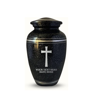 Urne de crémation humaine personnalisée pour cendres adultes, urne en aluminium avec nom, date, design, noire avec bord argenté, taille personnalisée - Product Image 6