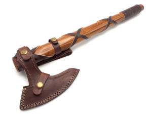 Venta al por mayor personalizado OEM ODM fábrica de cubiertos de acero de Damasco industrial grado Tomahawk mango de madera al aire libre Camping caza hacha - Product Image 6